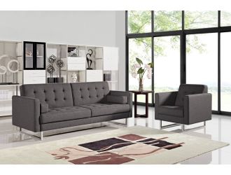 Divani Casa Bauxite Modern Grey Fabric Sofa Set