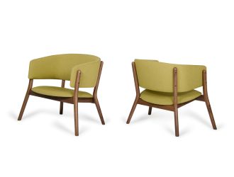 Dante - Modern Gold & Walnut Accent Chair (Set of 2)