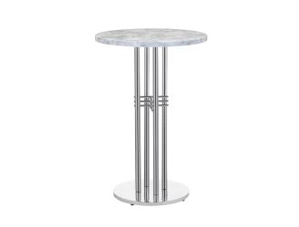 Modrest Munith - Modern White Marble & Stainless Steel Bar Table