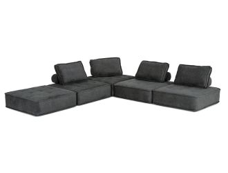Divani Casa Nolden - Modern Dark Grey Fabric Modular Sectional Sofa