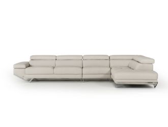 Divani Casa Quebec Modern Light Grey Eco-Leather Large Sectional Sofa