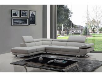 Divani Casa Quebec - Modern Light Grey Eco-Leather Sectional Sofa