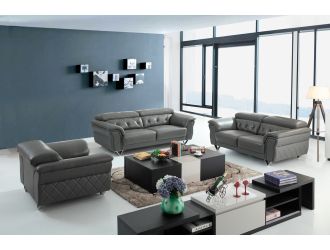 Divani Casa Perry Modern Grey Leather Sofa Set