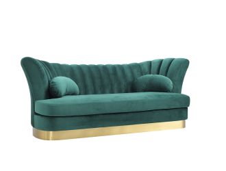 Divani Casa Arvada Modern Green Velvet & Gold Sofa