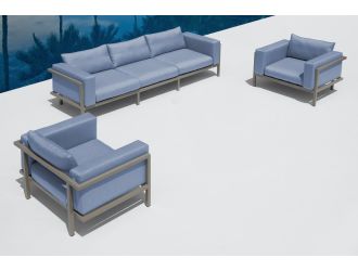 Renava Sardinia Outdoor Blue 3-Piece Sofa Set