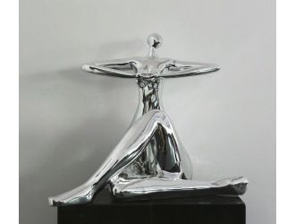 Modrest Lady Yoga - Modern Silver Polyresin Sculpture