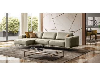 Lamod Italia Soho - Italian Left Facing Grey Maya Cloud Leather Sectional Sofa