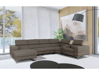 Divani Casa Stanton - Modern Taupe Sectional Sofa + Recliners