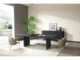 Modrest Kenda - Modern Black Ash + Stainless Steel Dining Table