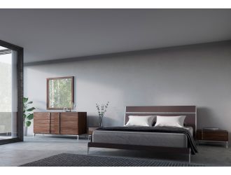 Nova Domus Ria Contemporary Brown Eco-Leather & Stainless Steel Bedroom Set