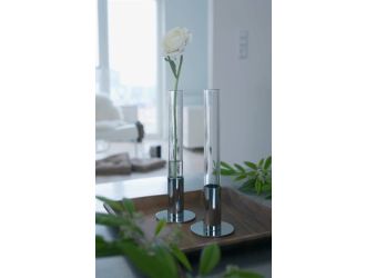 Glass and Stainless Steel Flower Vase