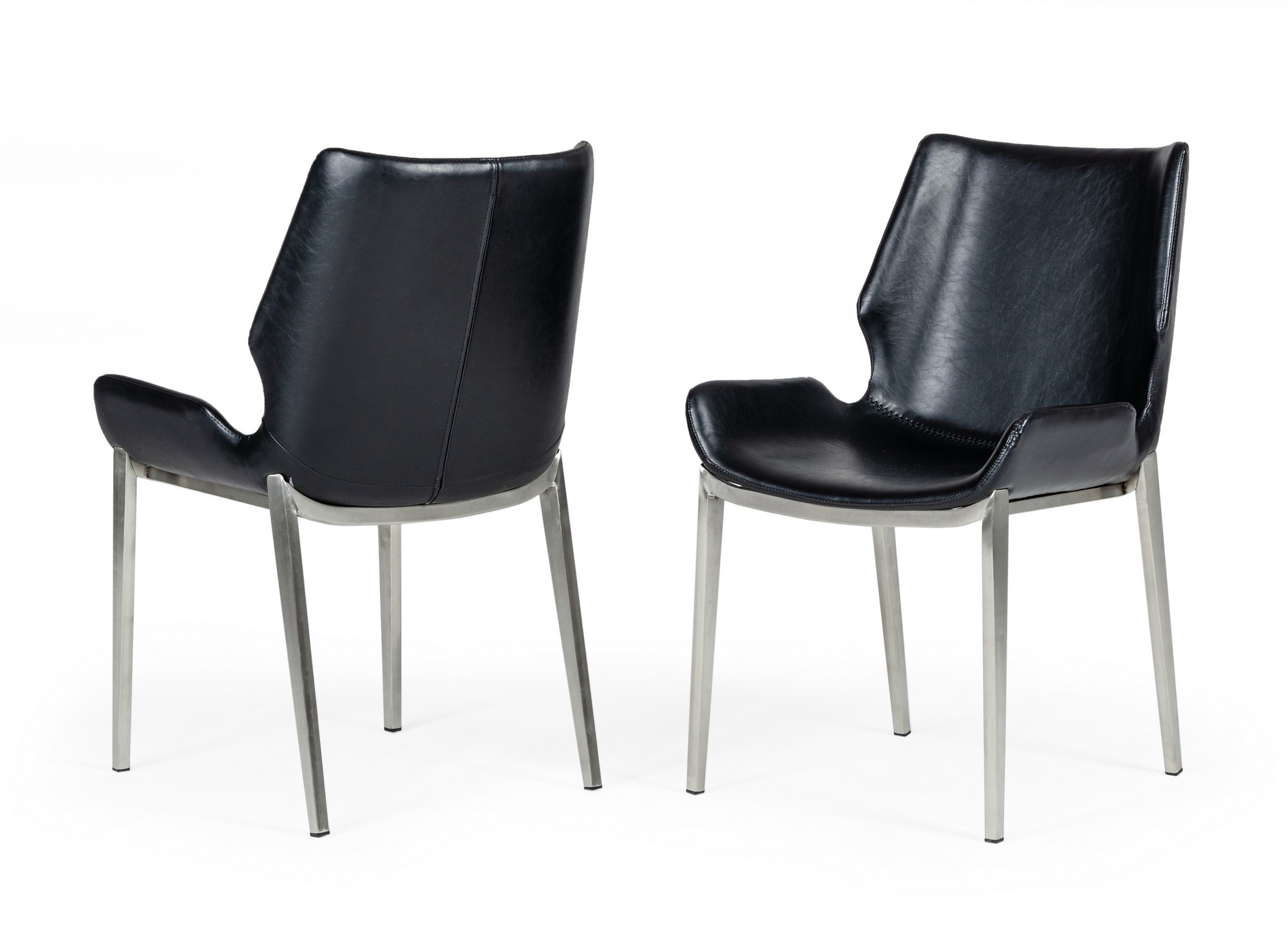 Modrest Tina Modern Black Eco Leather Dining Chair Set Of 2