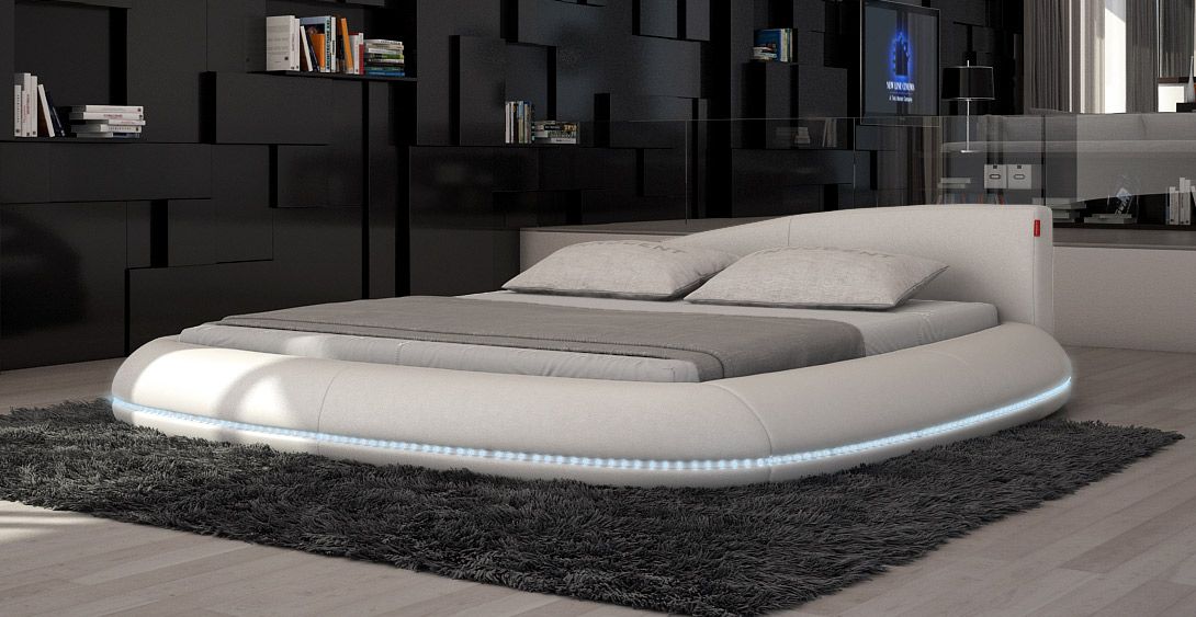 Cerchio Modern Eco Leather Bed W Led, Round Bed With Led Lights