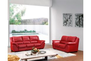 210 Modern Red Italian Leather Sofa Set