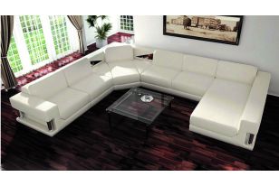 2315B Modern Orange Leather Sectional Sofa