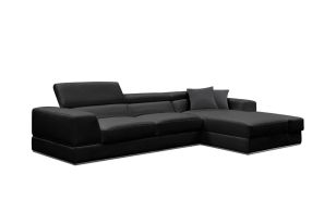 Divani Casa Pella Mini - Modern Black Leather Right Facing Sectional Sofa