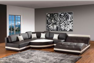 5012B Modern Dark Brown Leather Sectional Sofa
