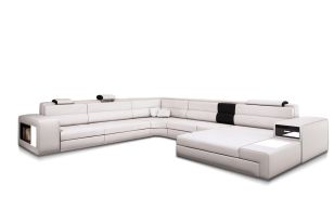 Italian Leather Polaris Italian Leather Sectional Sofa in White