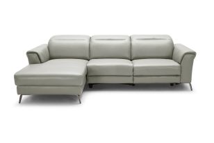 Divani Casa Mosley Modern Grey Leather Sectional Sofa w/ Recliner