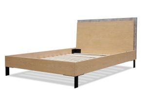 Nova Domus Conner - Modern Light Walnut & Faux Concrete Bed