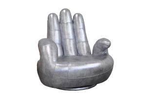Lamod Italia Sosia Italian Modern Silver Leather Hand Accent Chair