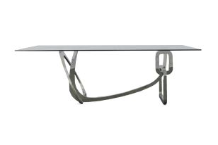 Modrest Adelaide Modern Stainless Steel & Glass Dining Table
