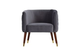 Modrest Bethel Modern Grey Velvet Accent Chair