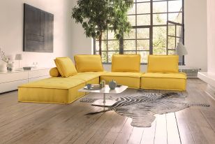 Divani Casa Nolden - Modern Yellow Fabric Sectional Sofa