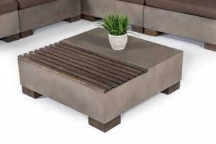 Modrest Delaware - Modern Concrete Modular Sectional Sofa Set with Square Coffee Table