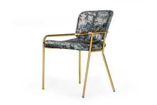 Modrest Farnon - Modern Patterned Velvet and Gold Dining Chair