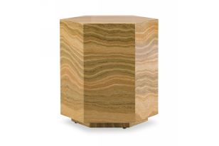 Modrest Lacuna - Glam Amber and Gold Marble End Table