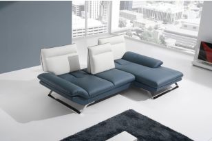 Divani Casa 783B Modern Blue & White Italian Leather Sectional Sofa