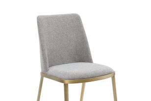 Modrest Brent- Contemporary Light Grey Fabric + Brass Dining Chair Set of 2