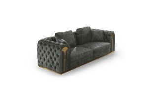 Divani Casa Dosie - Transitional Grey Velvet Sofa