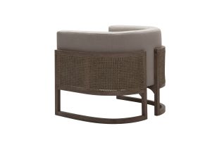 Modrest Haney - Modern Grey Fabric + Grey Oak+ Rattan Accent Chair