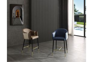 Modrest Calder - Modern Brown & Beige Vegan Leather Counter Chair