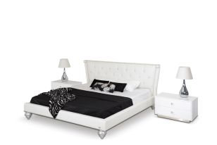 Monica Transitional White Leatherette Bed