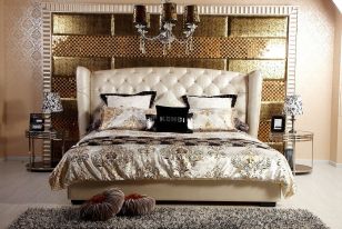 Majestic Transitional Beige Eco-Leather Bed