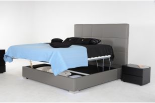 Messina Modern Grey Eco Leather Bed w/ Lift Storage