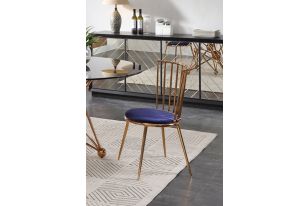 Brenna - Modern Blue & Gold Dining Chair (Set of 2)