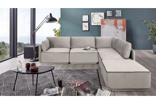 Divani Casa Blythe - Modern Light Grey Velvet Sectional Sofa  + Ottoman