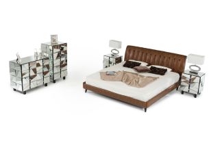 Modrest Bourbon Modern Brown Leather Bed