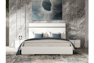 Modrest Cartier - Modern White Vegan Leather + Stainless Steel Bedroom Set
