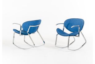 Corvallis - Modern Blue Fabric Rocking Arm Chair (Set of 2)