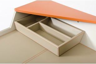 Modrest Bradley Modern Beige Leather and Orange Office Desk