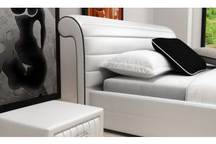 Modrest D538 Modern White & Black Bonded Leather Bed