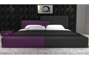 Modrest D541 Modern Purple & Black Bonded Leather Bed