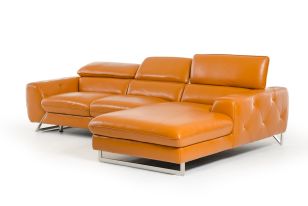 Divani Casa Devon Modern Orange Leather Sectional Sofa