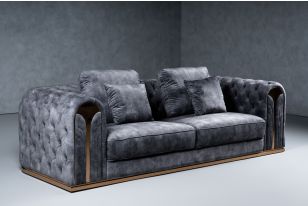 Divani Casa Dosie - Transitional Grey Velvet Sofa