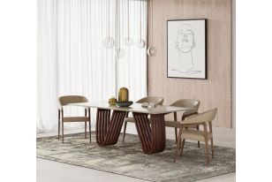Modrest Granston - MId-Century Marble and Walnut Dining Table